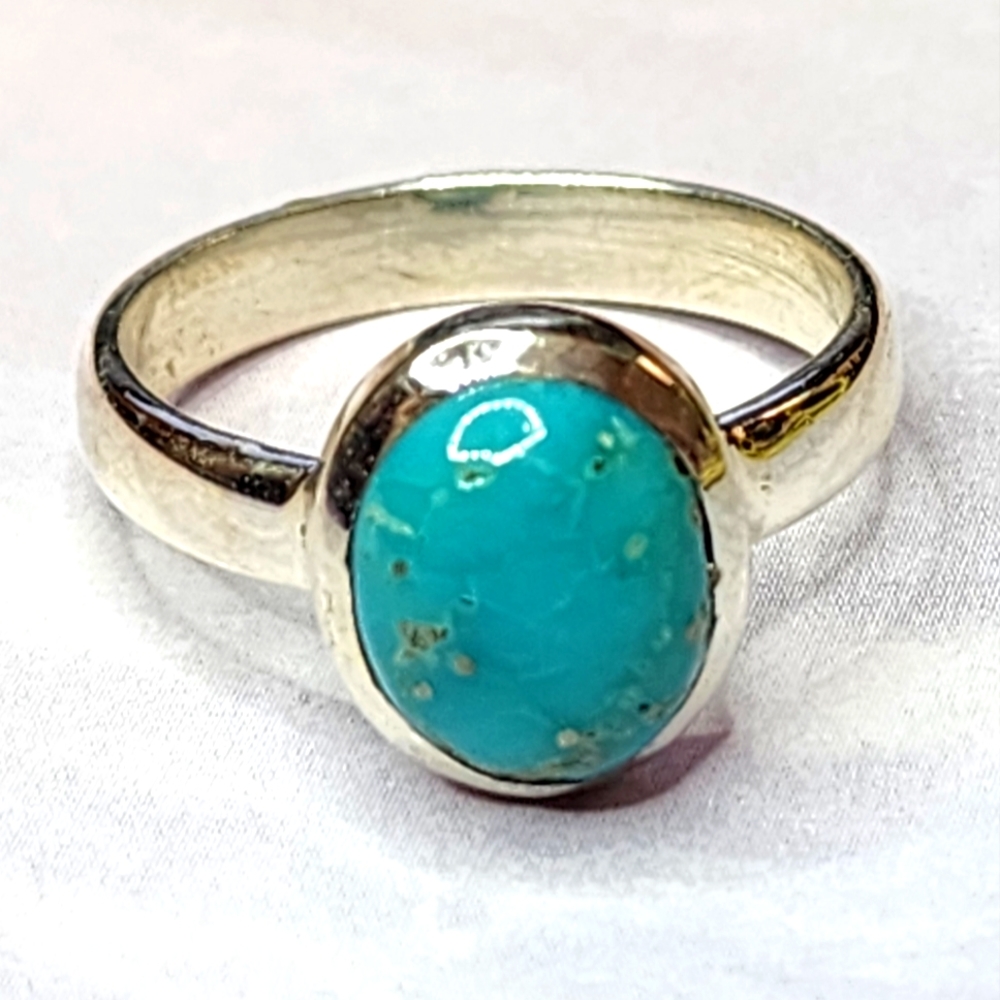 Contemporary Turquoise and Sterling Ring